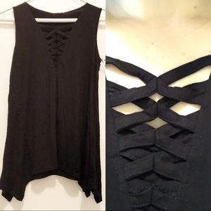 Cable and Gauge lace up flowy tank top